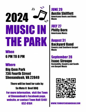 2024 Music in the Park Flyer
